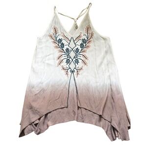 Gimmicks by BKE‎ Embroidered Tank Top Ombre Sleeveless Bohemian Style